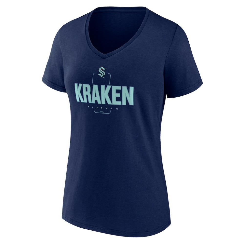 Seattle Kraken Women's Personalized Name & Number Midfielder V-Neck T-Shirt - Deep Sea Blue T-shirts
