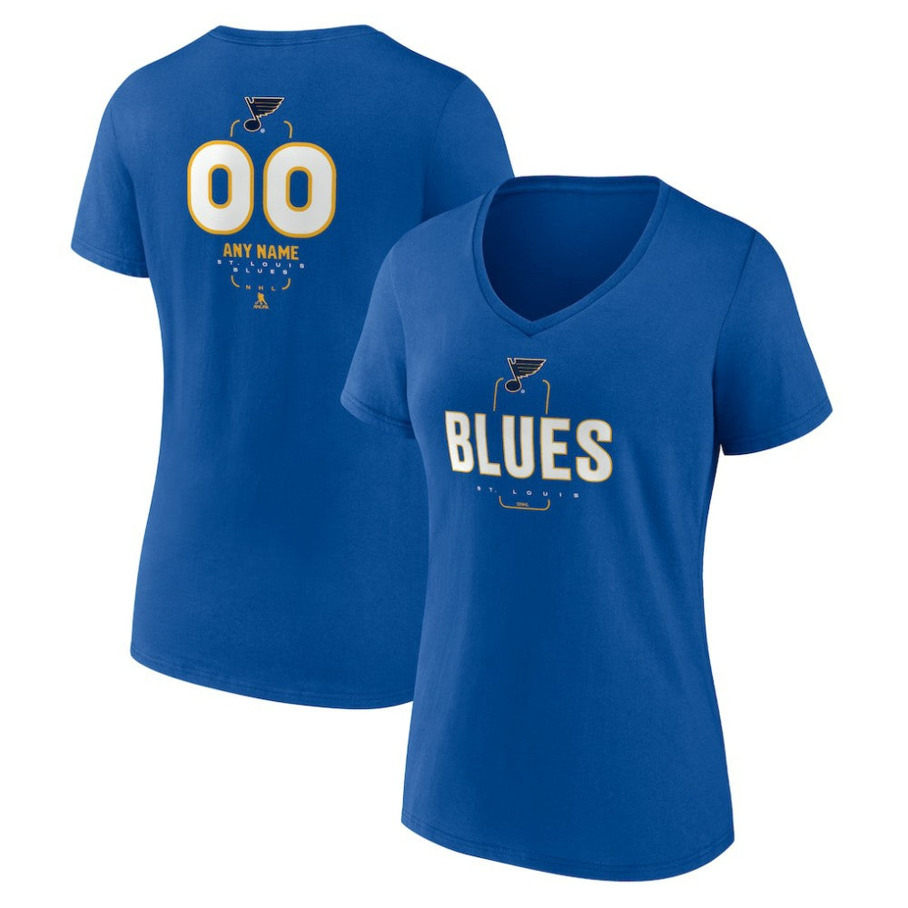 St. Louis Blues Women's Personalized Name & Number Midfielder V-Neck T-Shirt - Blue T-shirts