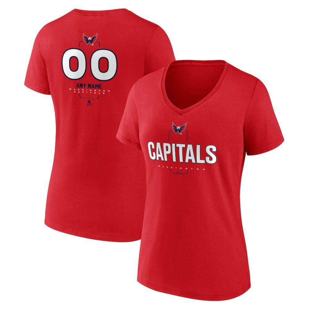 Washington Capitals Women's Personalized Name & Number Midfielder V-Neck T-Shirt - Red T-shirts