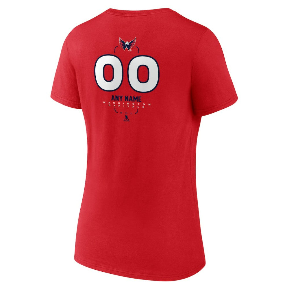Washington Capitals Women's Personalized Name & Number Midfielder V-Neck T-Shirt - Red T-shirts