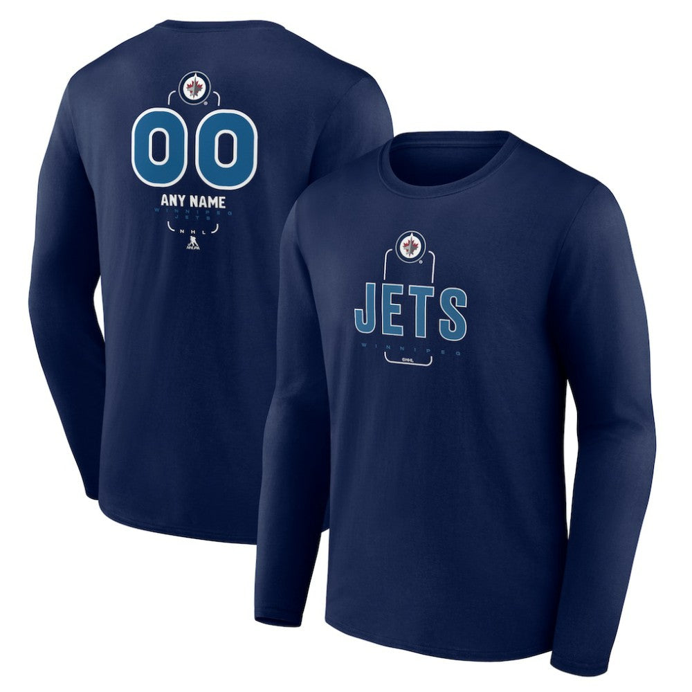 Winnipeg Jets Personalized Name & Number Midfielder Long Sleeve T-Shirt - Navy T-shirts