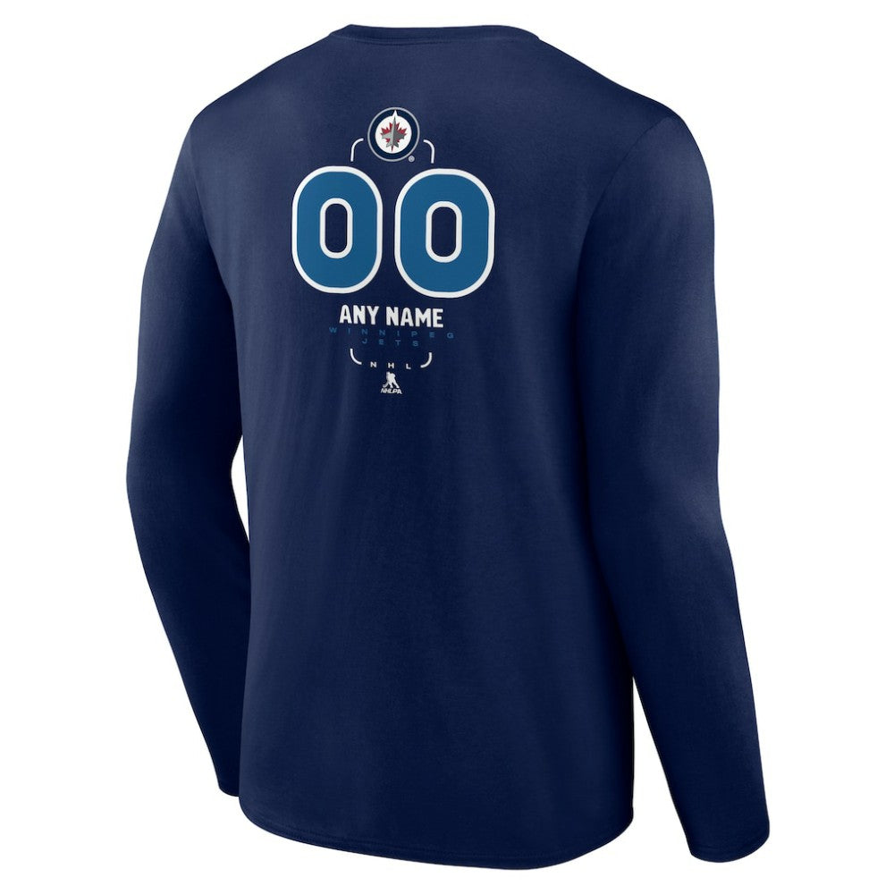 Winnipeg Jets Personalized Name & Number Midfielder Long Sleeve T-Shirt - Navy T-shirts
