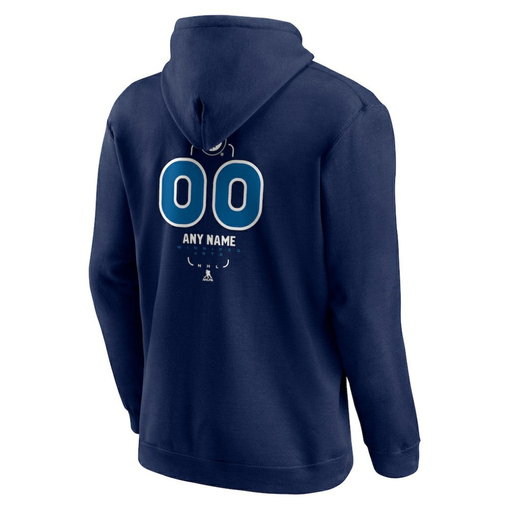 Winnipeg Jets Personalized Name & Number Midfielder Pullover Hoodie - Navy Hoodies