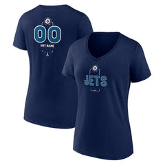 Winnipeg Jets Women's Personalized Name & Number Midfielder V-Neck T-Shirt - Navy T-shirts