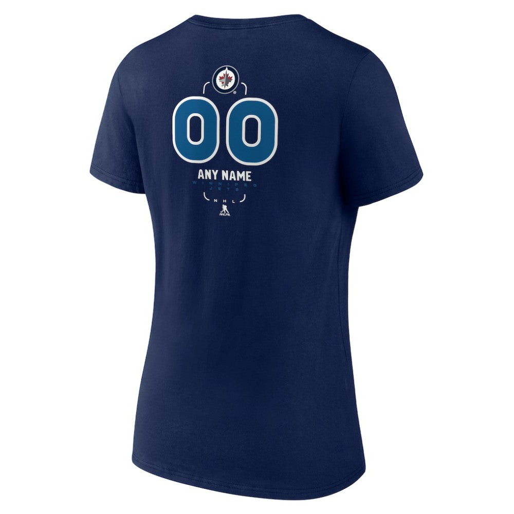 Winnipeg Jets Women's Personalized Name & Number Midfielder V-Neck T-Shirt - Navy T-shirts