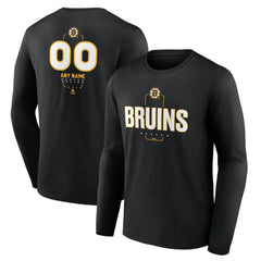 Boston Bruins Personalized Name & Number Midfielder Long Sleeve T-Shirt - Black T-shirts