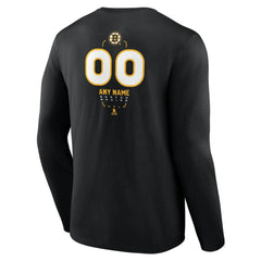 Boston Bruins Personalized Name & Number Midfielder Long Sleeve T-Shirt - Black T-shirts