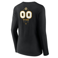 Boston Bruins Women's Personalized Name & Number Midfielder Long Sleeve V-Neck T-Shirt - Black T-shirts