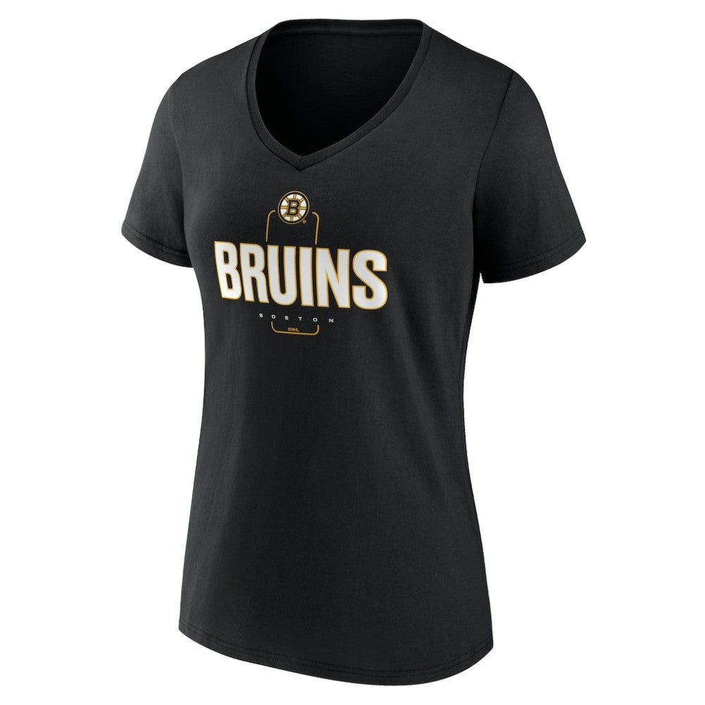 Boston Bruins Women's Personalized Name & Number Midfielder V-Neck T-Shirt - Black T-shirts