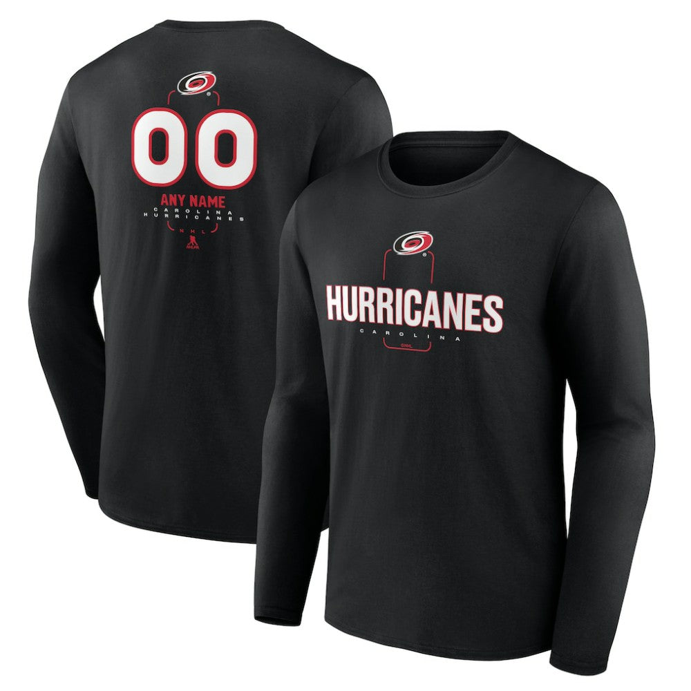 Carolina Hurricanes Personalized Name & Number Midfielder Long Sleeve T-Shirt - Black T-shirts