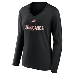 Carolina Hurricanes Women's Personalized Name & Number Midfielder Long Sleeve V-Neck T-Shirt - Black T-shirts