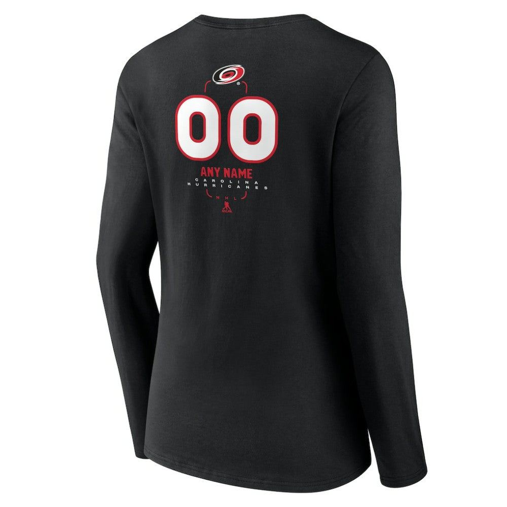 Carolina Hurricanes Women's Personalized Name & Number Midfielder Long Sleeve V-Neck T-Shirt - Black T-shirts