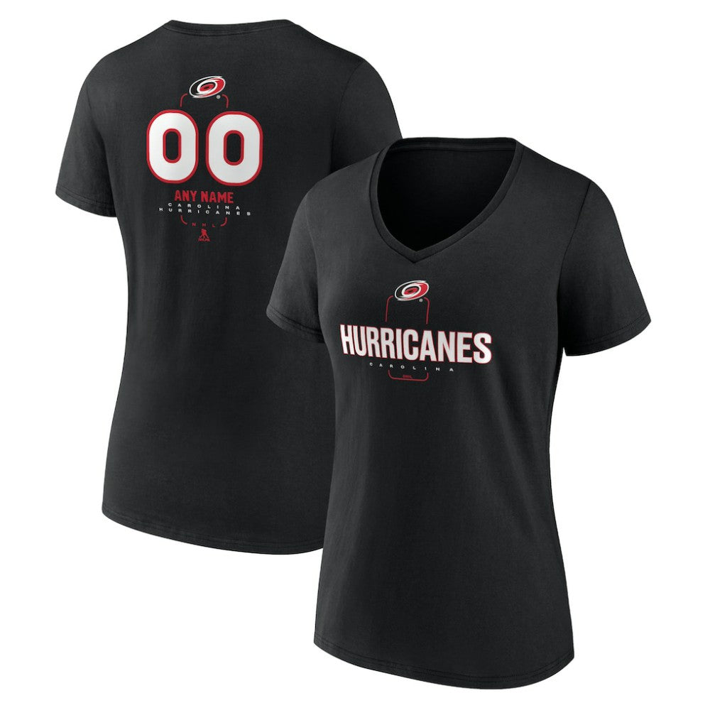 Carolina Hurricanes Women's Personalized Name & Number Midfielder V-Neck T-Shirt - Black T-shirts