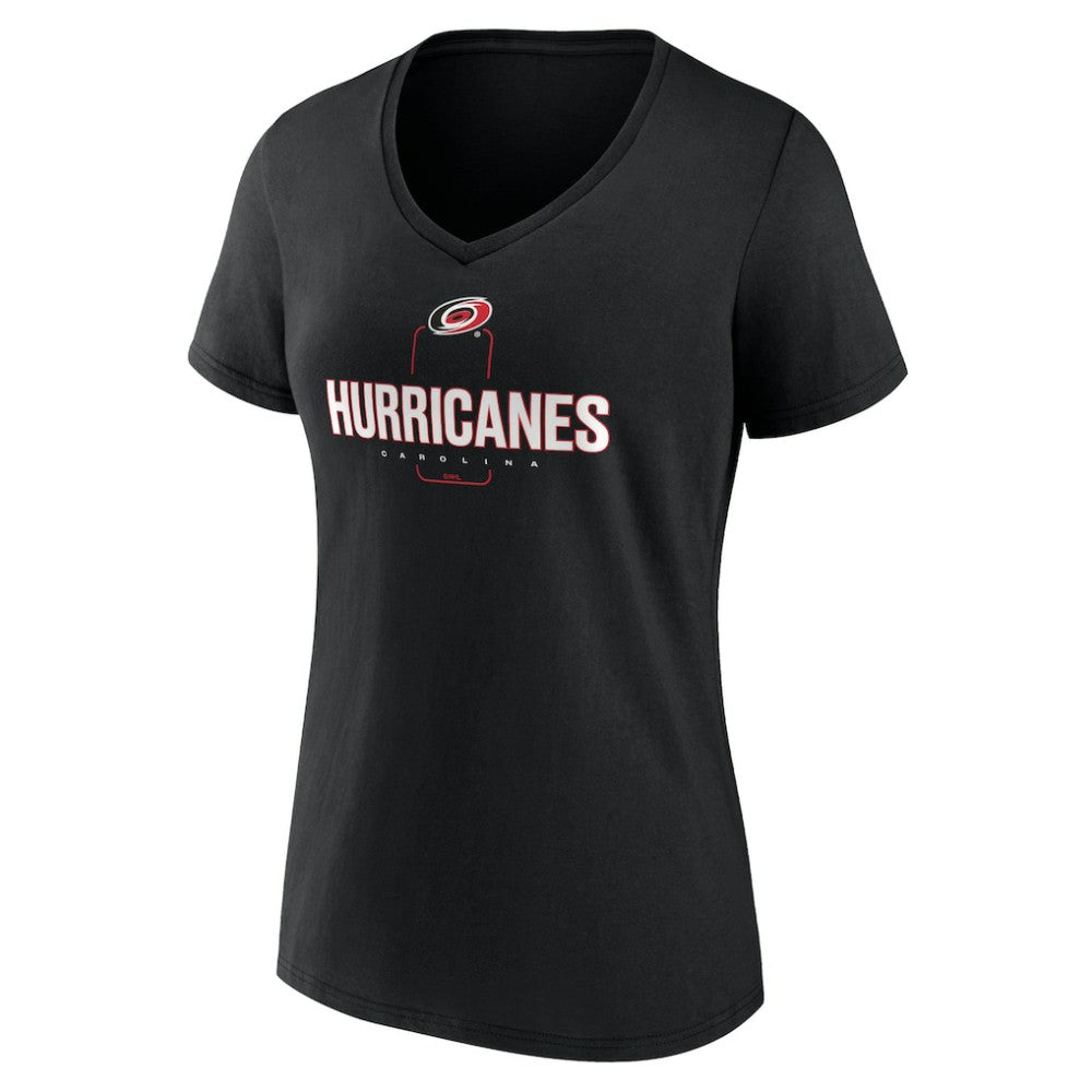 Carolina Hurricanes Women's Personalized Name & Number Midfielder V-Neck T-Shirt - Black T-shirts