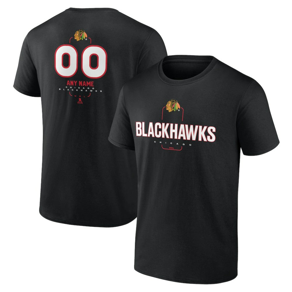 Chicago Blackhawks Personalized Name & Number Midfielder T-Shirt - Black T-shirts