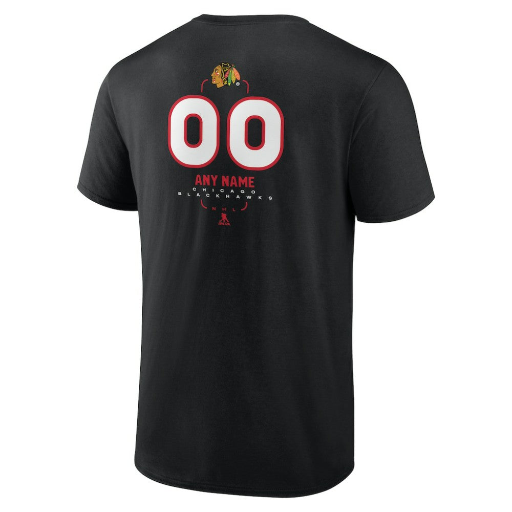 Chicago Blackhawks Personalized Name & Number Midfielder T-Shirt - Black T-shirts