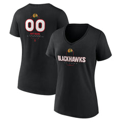 Chicago Blackhawks Women's Personalized Name & Number Midfielder V-Neck T-Shirt - Black T-shirts