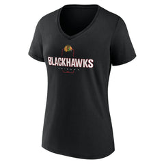 Chicago Blackhawks Women's Personalized Name & Number Midfielder V-Neck T-Shirt - Black T-shirts