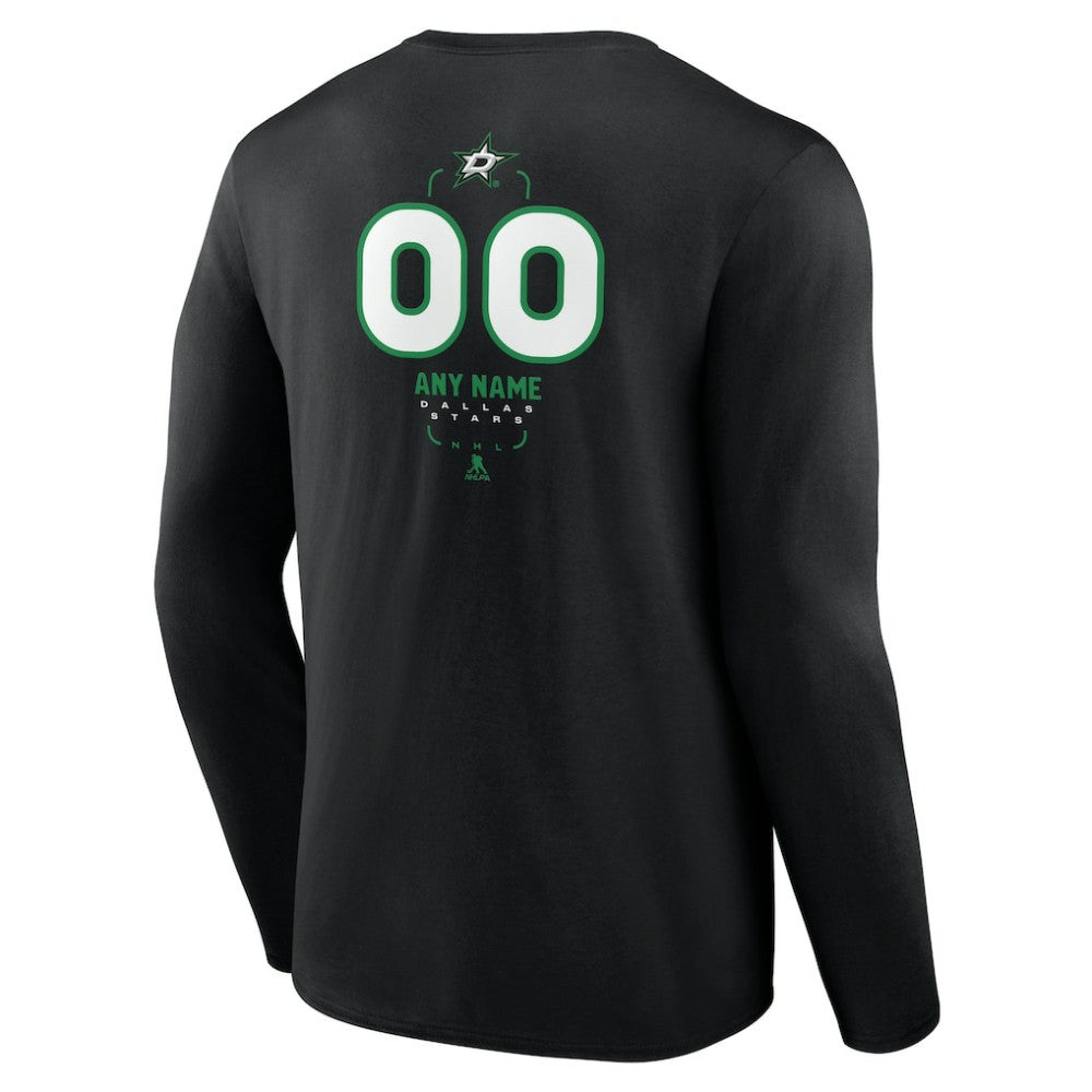 Dallas Stars Personalized Name & Number Midfielder Long Sleeve T-Shirt - Black T-shirts