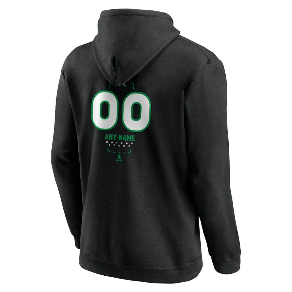 Dallas Stars Personalized Name & Number Midfielder Pullover Hoodie - Black Hoodies