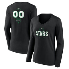 Dallas Stars Women's Personalized Name & Number Midfielder Long Sleeve V-Neck T-Shirt - Black T-shirts