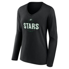 Dallas Stars Women's Personalized Name & Number Midfielder Long Sleeve V-Neck T-Shirt - Black T-shirts