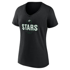 Dallas Stars Women's Personalized Name & Number Midfielder V-Neck T-Shirt - Black T-shirts
