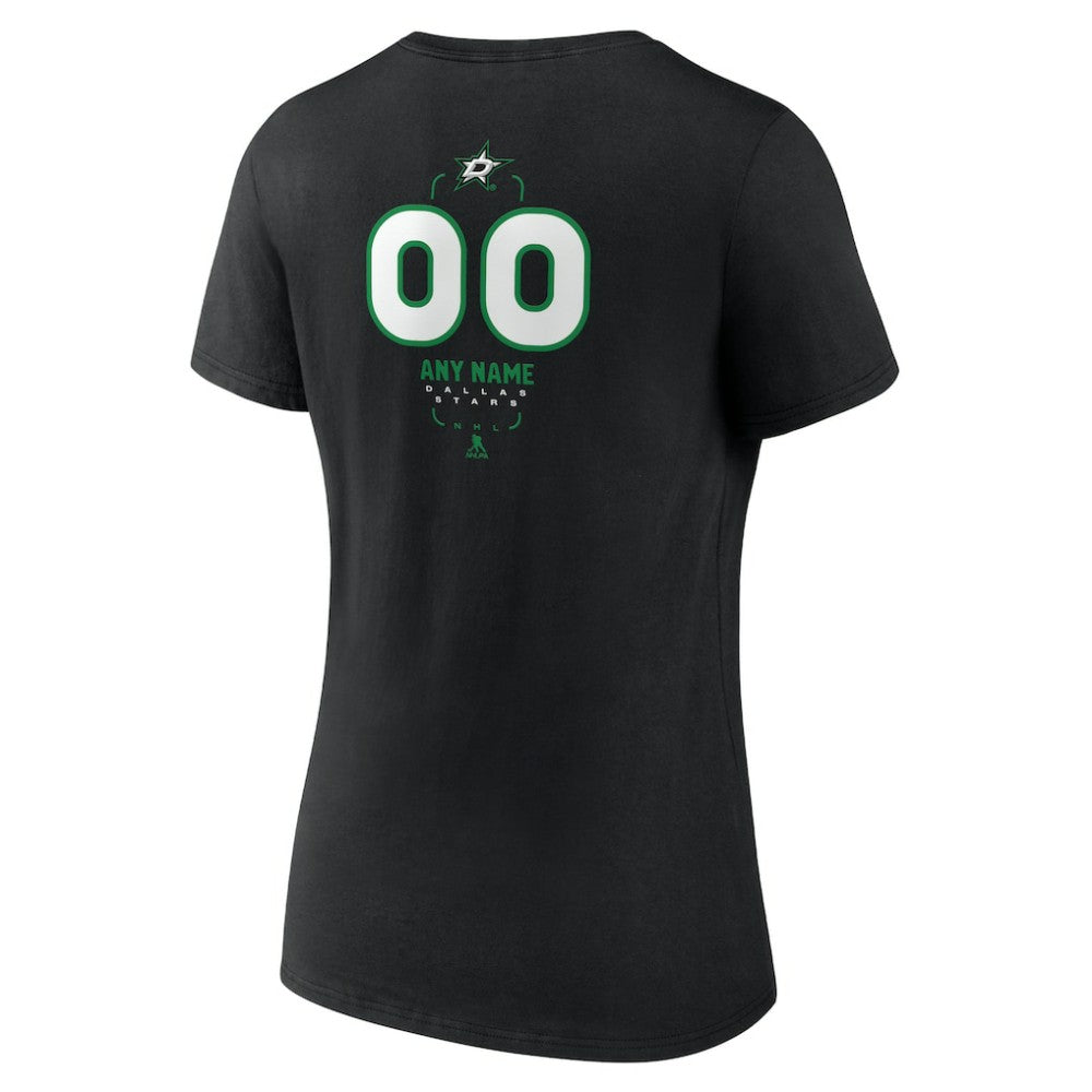 Dallas Stars Women's Personalized Name & Number Midfielder V-Neck T-Shirt - Black T-shirts