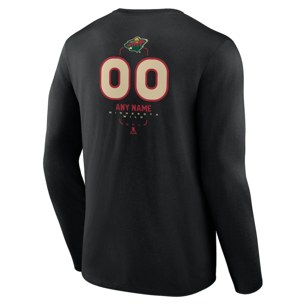 Minnesota Wild Personalized Name & Number Midfielder Long Sleeve T-Shirt - Black T-shirts