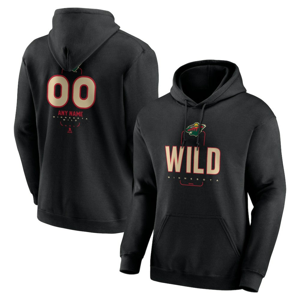 Minnesota Wild Personalized Name & Number Midfielder Pullover Hoodie - Black Hoodies