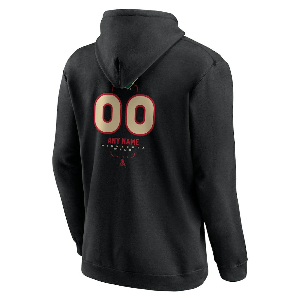 Minnesota Wild Personalized Name & Number Midfielder Pullover Hoodie - Black Hoodies