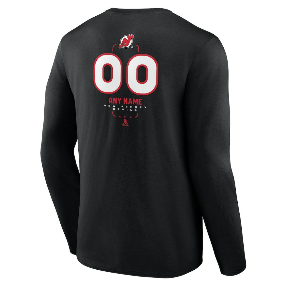New Jersey Devils Personalized Name & Number Midfielder Long Sleeve T-Shirt - Black T-shirts