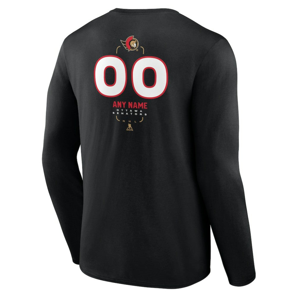 Ottawa Senators Personalized Name & Number Midfielder Long Sleeve T-Shirt - Black T-shirts