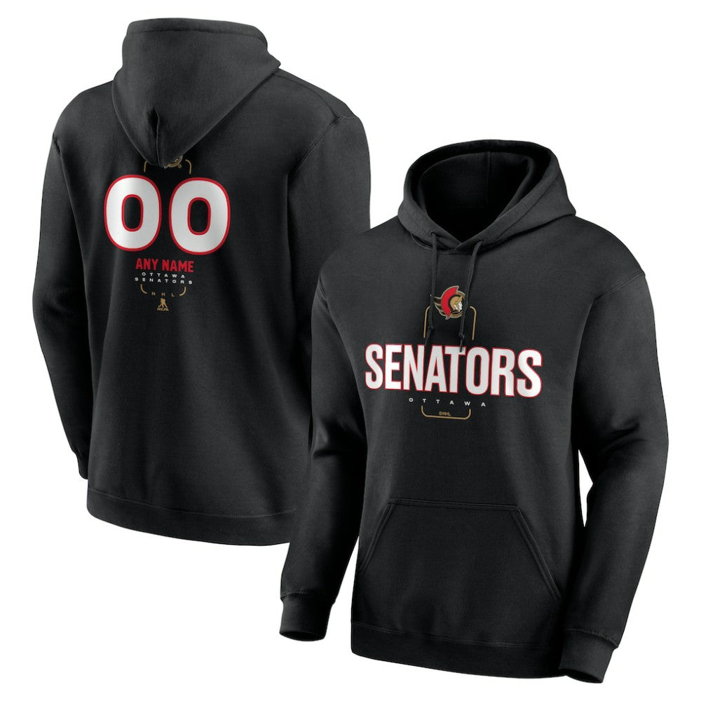 Ottawa Senators Personalized Name & Number Midfielder Pullover Hoodie - Black Hoodies
