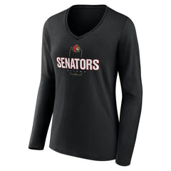 Ottawa Senators Women's Personalized Name & Number Midfielder Long Sleeve V-Neck T-Shirt - Black T-shirts