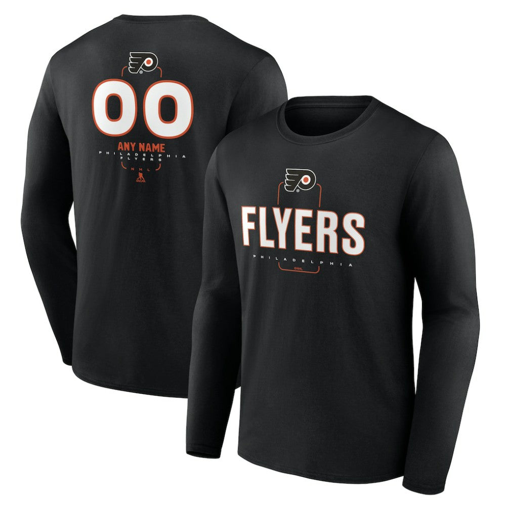 Philadelphia Flyers Personalized Name & Number Midfielder Long Sleeve T-Shirt - Black T-shirts