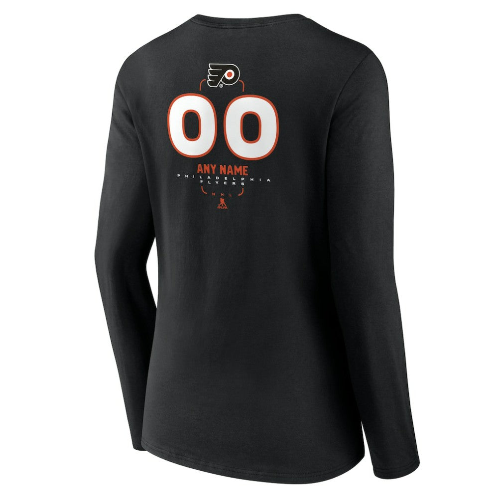 Philadelphia Flyers Women's Personalized Name & Number Midfielder Long Sleeve V-Neck T-Shirt - Black T-shirts