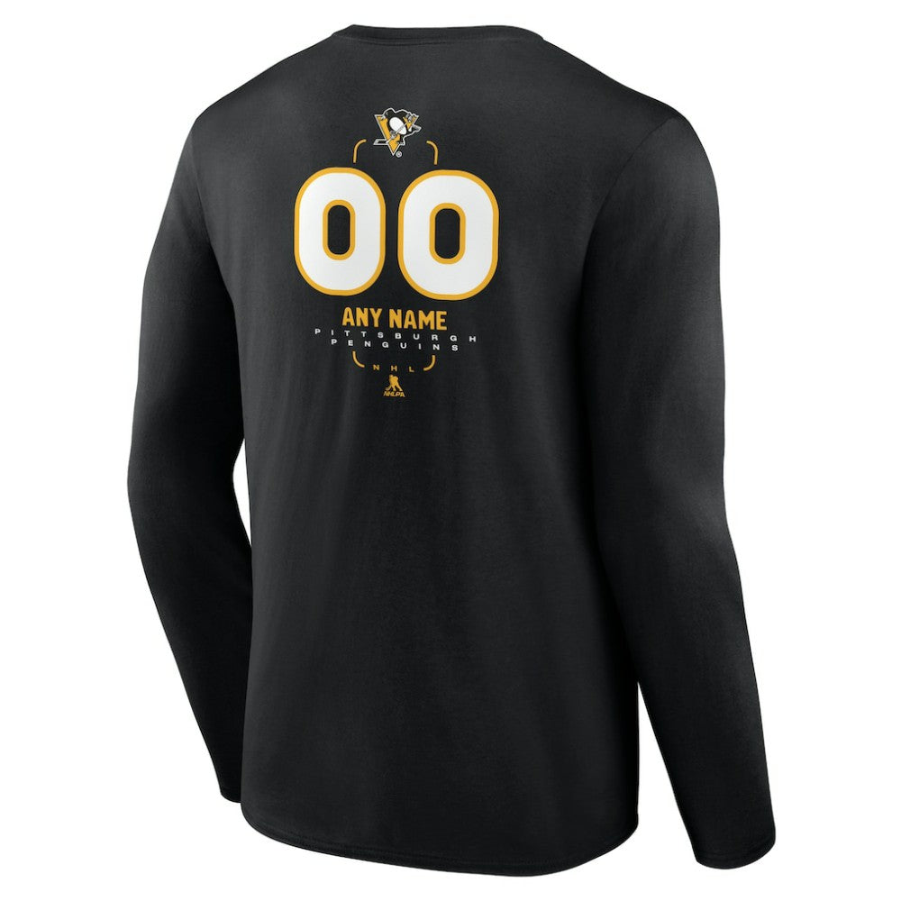 Pittsburgh Penguins Personalized Name & Number Midfielder Long Sleeve T-Shirt - Black T-shirts