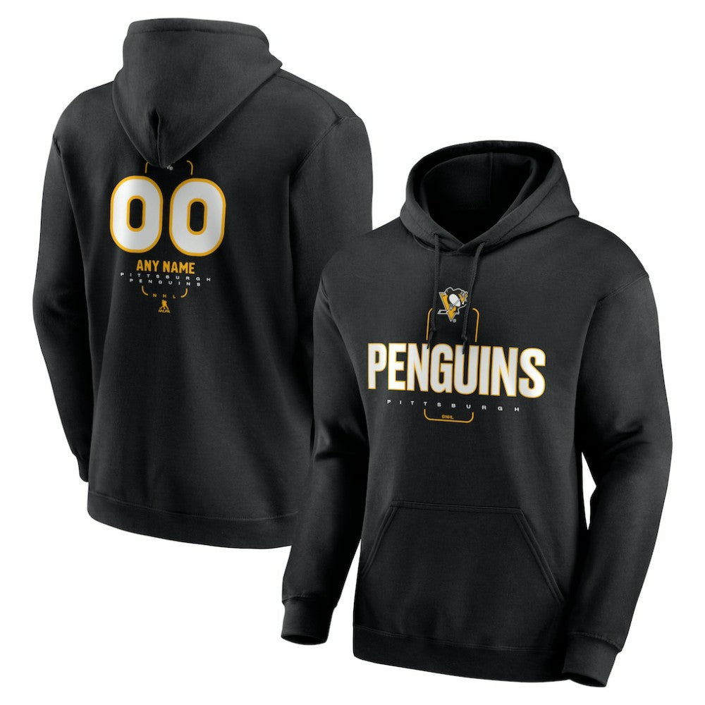 Pittsburgh Penguins Personalized Name & Number Midfielder Pullover Hoodie - Black Hoodies