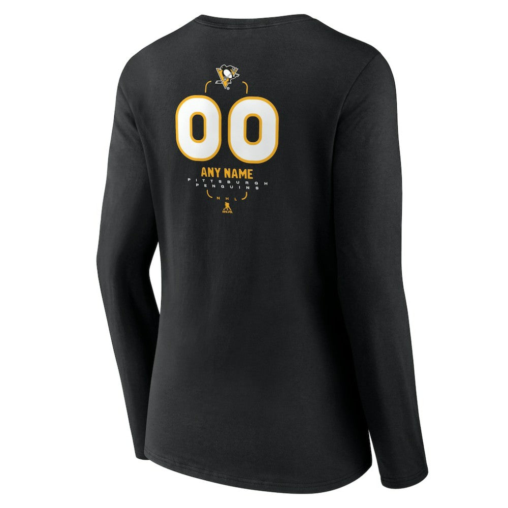 Pittsburgh Penguins Women's Personalized Name & Number Midfielder Long Sleeve V-Neck T-Shirt - Black T-shirts