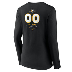 Pittsburgh Penguins Women's Personalized Name & Number Midfielder Long Sleeve V-Neck T-Shirt - Black T-shirts