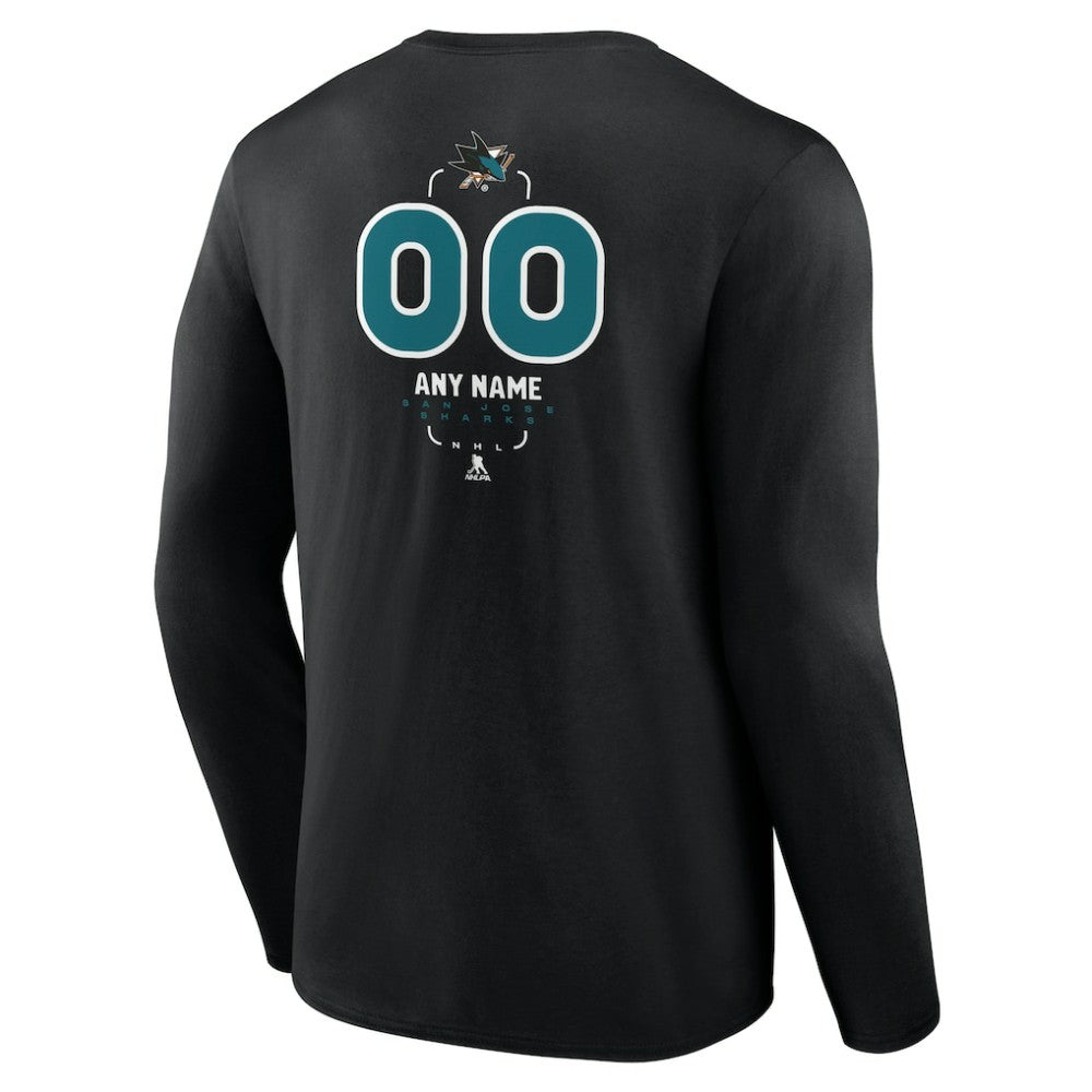 San Jose Sharks Personalized Name & Number Midfielder Long Sleeve T-Shirt - Black T-shirts