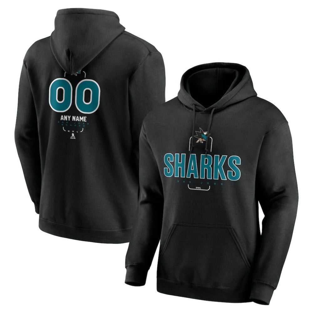 San Jose Sharks Personalized Name & Number Midfielder Pullover Hoodie - Black Hoodies