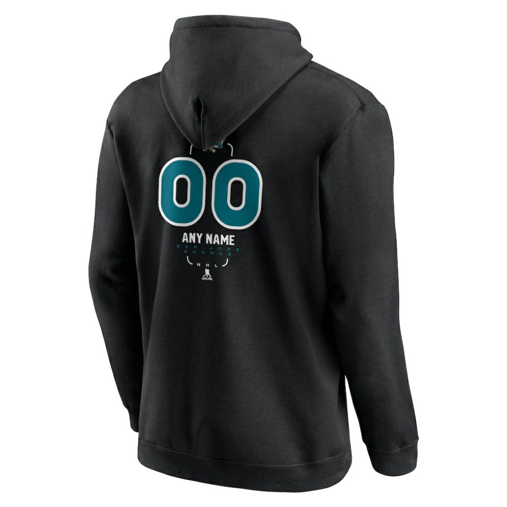 San Jose Sharks Personalized Name & Number Midfielder Pullover Hoodie - Black Hoodies