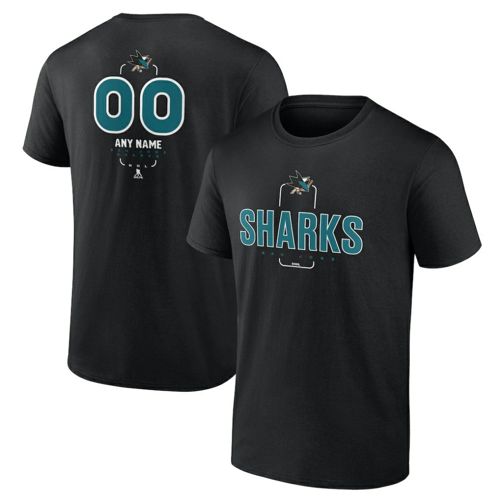 San Jose Sharks Personalized Name & Number Midfielder T-Shirt - Black T-shirts