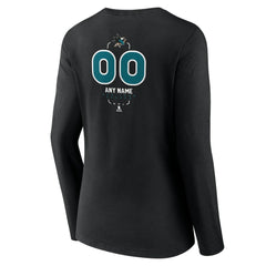 San Jose Sharks Women's Personalized Name & Number Midfielder Long Sleeve V-Neck T-Shirt - Black T-shirts