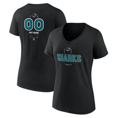 San Jose Sharks Women's Personalized Name & Number Midfielder V-Neck T-Shirt - Black T-shirts