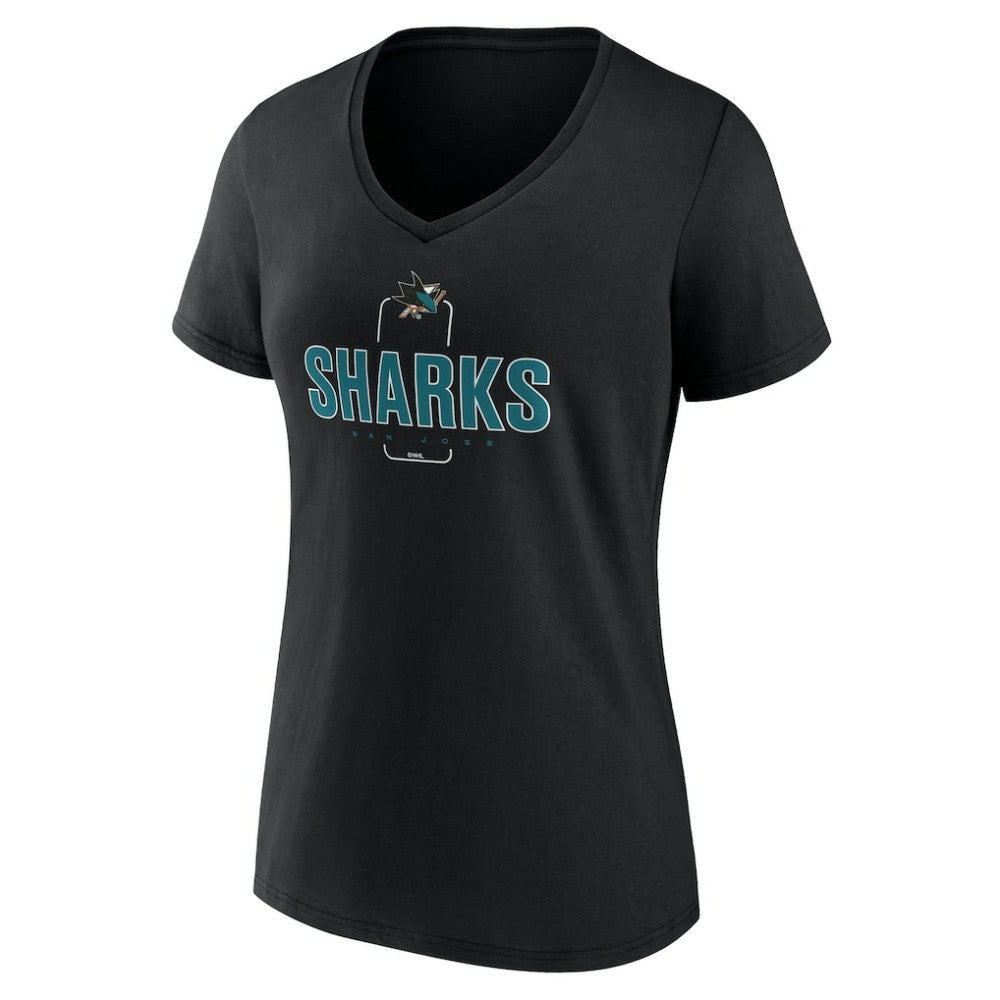 San Jose Sharks Women's Personalized Name & Number Midfielder V-Neck T-Shirt - Black T-shirts