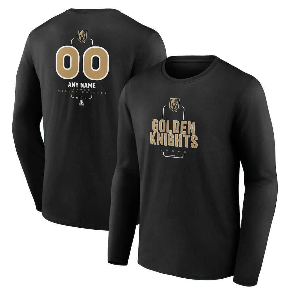 Vegas Golden Knights Personalized Name & Number Midfielder Long Sleeve T-Shirt - Black T-shirts