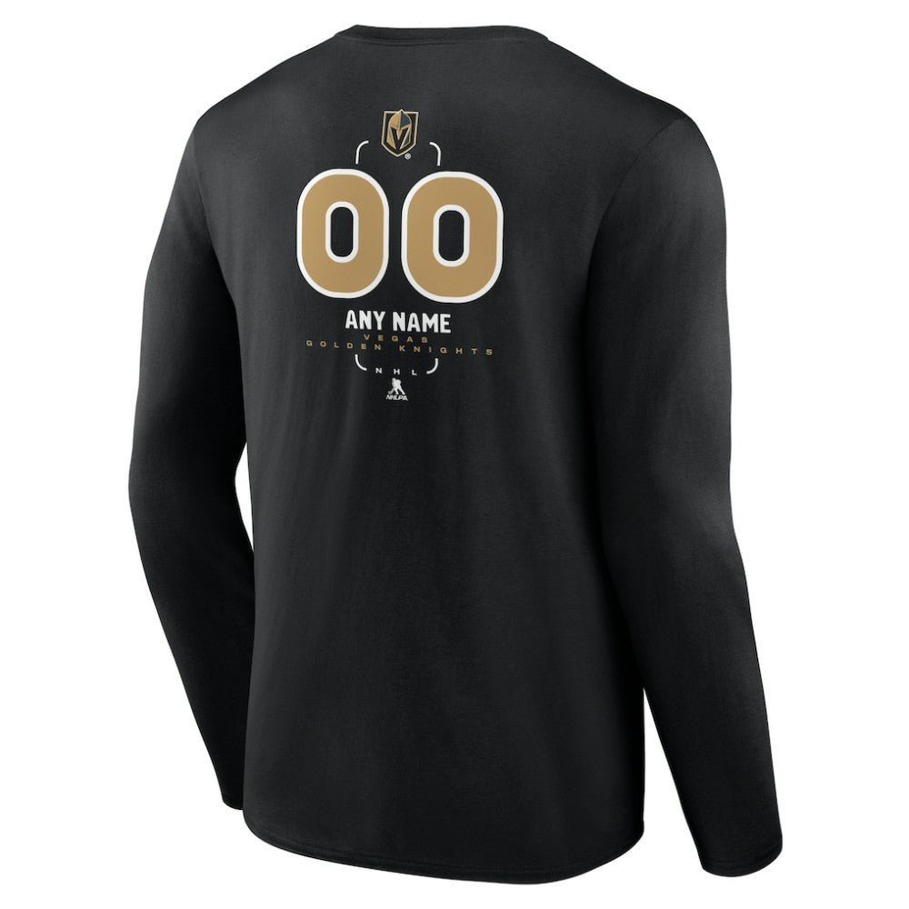 Vegas Golden Knights Personalized Name & Number Midfielder Long Sleeve T-Shirt - Black T-shirts